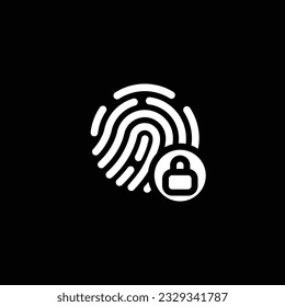 vector fingerprint loop icon with lock, fingerprint with pad lock.
 