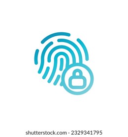 vector fingerprint loop icon with lock, fingerprint with pad lock.
 