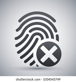 Vector fingerprint rejected icon on a light gray background