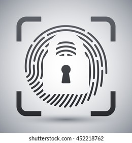 Vector Fingerprint Scanner Locked icon. Fingerprint Scanner Locked simple icon on a light gray background