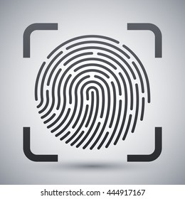 Vector Fingerprint Scanning icon. Fingerprint Scanning simple icon on a light gray background