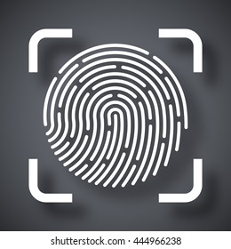 Vector Fingerprint Scanning icon. Fingerprint Scanning simple icon on a dark gray background