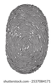 vector fingerprint set of each finger isolated on white background.  black vector fingerprint patterns for security, identification, or forensic analysis