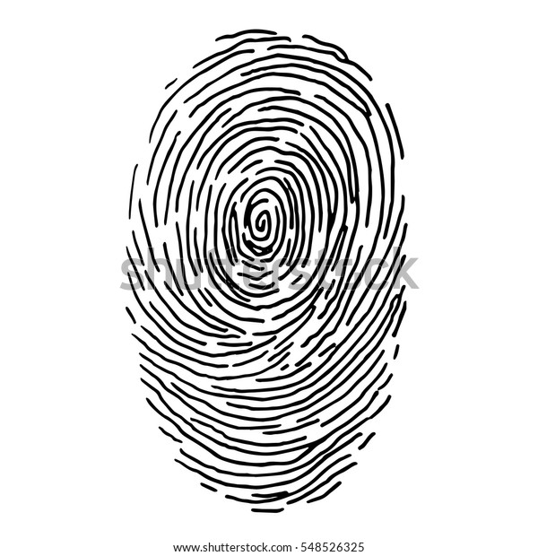 Vector Fingerprint Sketch Hand Drawn Outline Stock Vector Royalty Free 548526325