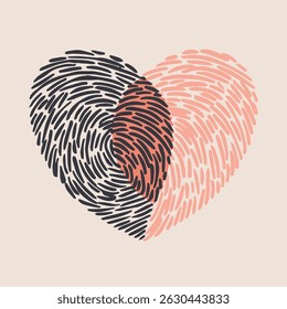  Vector fingerprint sketch with heart.