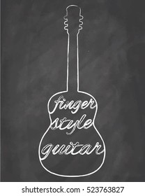 Vector fingersyle guitar on chalkboard