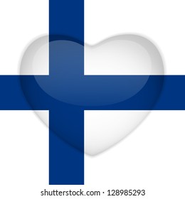 Vector - Finland Flag Heart Glossy Button