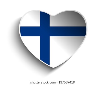 Vector - Finland Flag Heart Paper Sticker