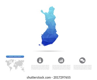 Vector Finland map blue polygon triangle mosaic for presentation. Creative concept for infographic.