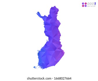 Vector Finlandia cartografía mosaico triángulo de polígono colorido con fondo blanco. degradado de estilo.