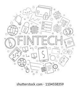 Vector fintech pattern with word. Fintech background	
