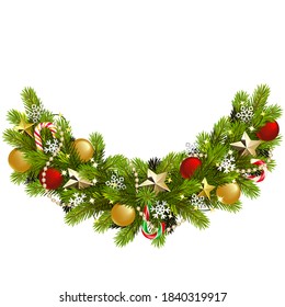 Vector Fir Christmas Decoration isolated on white background