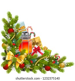 Vector Fir Corner with Candlestick isolated on white background