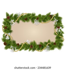 Vector Fir Frame with Decorations