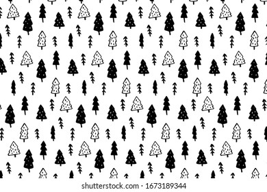 Vector fir pattern of black color on white background