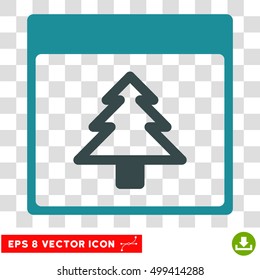 Vector Fir Tree Calendar Page EPS vector pictograph. Illustration style is flat iconic bicolor soft blue symbol on a transparent background.