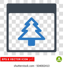 Vector Fir Tree Calendar Page EPS vector pictogram. Illustration style is flat iconic bicolor smooth blue symbol on a transparent background.