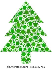 Vector fir tree coronavirus mosaic icon designed for health care wallpapers. Fir tree mosaic is made of randomized coronavirus infection elements.
