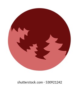 Vector fir tree flat. Pink fir on dark red background