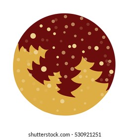 Vector fir tree flat with snowflakes. Blue fir on turquoise background