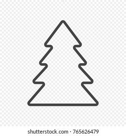 Vector Fir Tree Icon Isolated on Light Transparent Background. Grey Christmas Tree Icon in Line Style. Vector Sign.