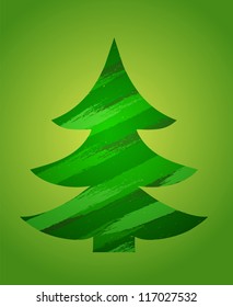Vector fir tree performed with artistic strokes card. Christmas illustration for your design