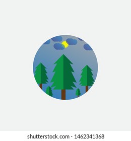 vector of fir trees at night