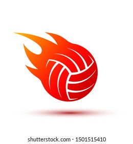 Vector fire ball logo design. Fiery volleyball ball.