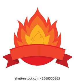 Vector Fire Banner with Arrow - Red Badge Label - Vector Illustration