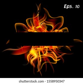 vector of fire burning, fire burning on a dark background