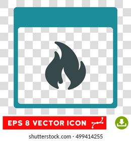 Vector Fire Calendar Page EPS vector icon. Illustration style is flat iconic bicolor soft blue symbol on a transparent background.