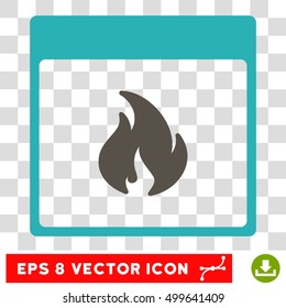 Vector Fire Calendar Page EPS vector icon. Illustration style is flat iconic bicolor grey and cyan symbol on a transparent background.