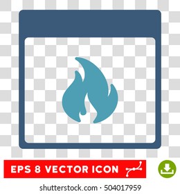 Vector Fire Calendar Page EPS vector icon. Illustration style is flat iconic bicolor cyan and blue symbol on a transparent background.