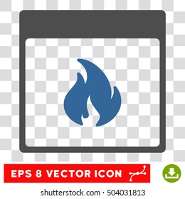 Vector Fire Calendar Page EPS vector pictogram. Illustration style is flat iconic bicolor cobalt and gray symbol on a transparent background.