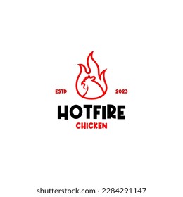 Vector fire chicken logo design concept illustration idea