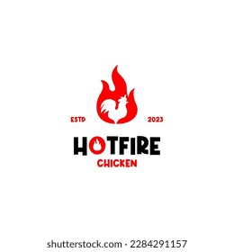 Vector fire chicken logo design concept illustration idea