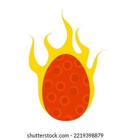 Vector Fire Dinosaur Egg On A White Background. Eggs Of Ancient Animals Are Red, Fiery. Great For Ancient Reptile Egg Logos. Vector Illustration