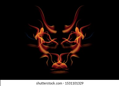 vector Fire Dragon Head, fire head, Dragon Head in Fire and Transperent Ornament, Fire Creature Logo
