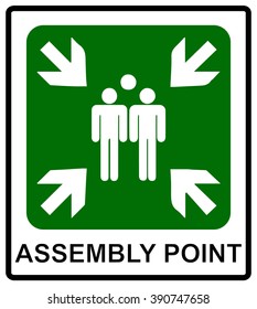 Vector fire emergency icons. Signs of evacuations. Fire assembly point. Icons for evacuation plan. Emergency symbol. Group of people for evacuation. Vector assembly point. Emergency meeting.