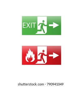 Vector Fire Emergency Icons Signs Evacuations Stock Vector (Royalty ...