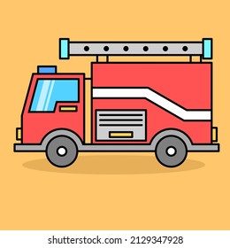 vector of a fire engine. with outline. suitable for collection books, stickers, clip art, educational methods and more.