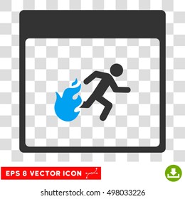 Vector Fire Evacuation Man Calendar Page EPS vector pictogram. Illustration style is flat iconic bicolor blue and gray symbol on a transparent background.