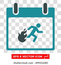 Vector Fire Evacuation Man Calendar Day EPS vector icon. Illustration style is flat iconic bicolor soft blue symbol on a transparent background.