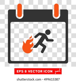 Vector Fire Evacuation Man Calendar Day EPS vector icon. Illustration style is flat iconic bicolor orange and gray symbol on a transparent background.