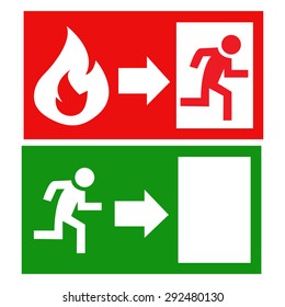 Vector fire exit signs