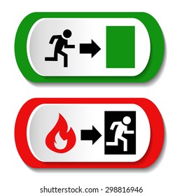 Vector fire exit signs