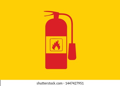 Vector Fire Extinguisher icon design element illustration on yellow background