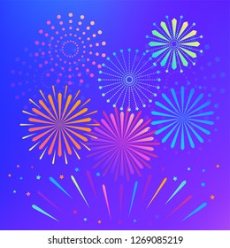 Vector fire firework celebration 
 christmas pyrotechnics firecracker card background gradient template