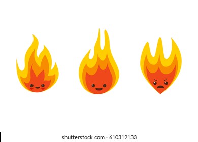 Vector fire flame character icons