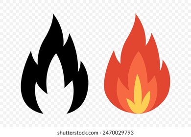 Vector Fire Flame Icon Set. Campfire Sign, Design Template. Bonfire, Isolated, Front View. Vector Illustration